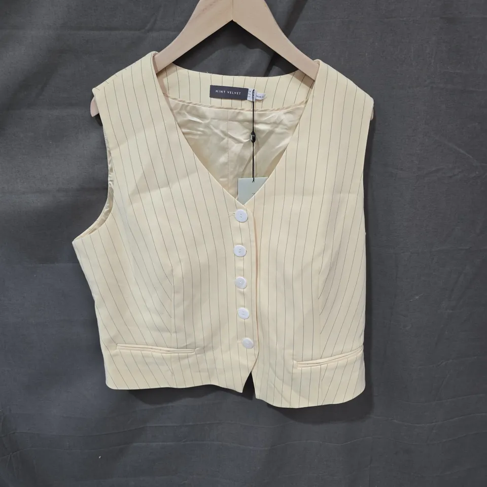 MINT VELVET WOMEN'S YELLOW PINSTRIPE WAISTCOAT – UK 16 (EU 44, US 12)