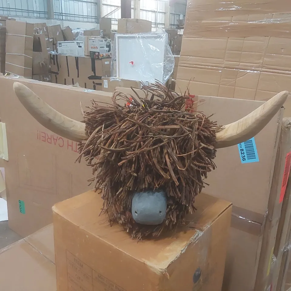 BOXED HIGHLAND COW HANDMADE ANIMAL BUST 