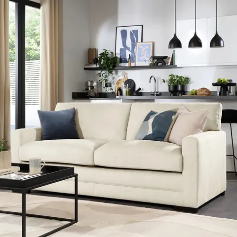 BOXED ARDEN 3-SEATER SOFA - CREAM HOUSE PLUSH FABRIC 