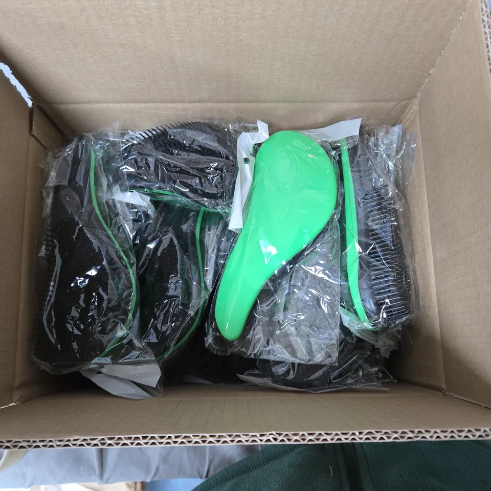 DETANGLING HAIR BRUSH, CURVED BLACK PADDLE WITH DENSE BRISTLES, BOX OF APPROXIMATELY 15