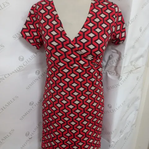 SUPERDRY VINTAGE WRAP DAY DRESS IN ORANGE DIAMOND SIZE 10