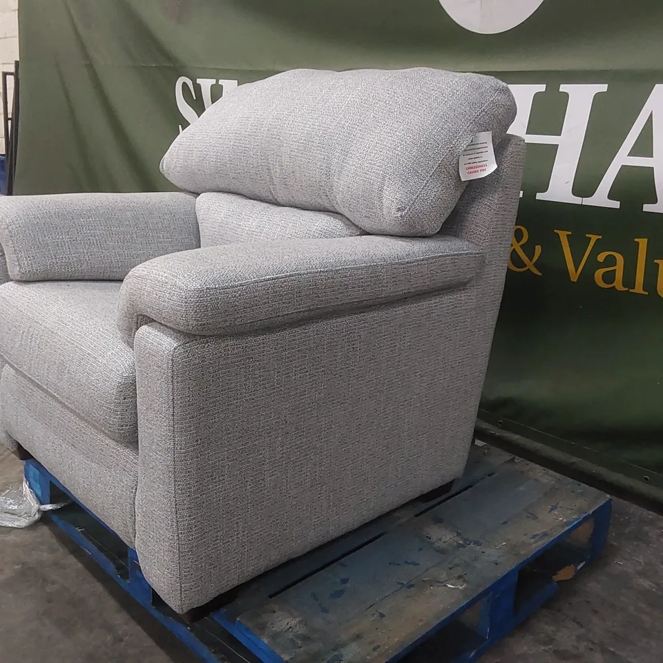 QUALITY DESIGNER HOUSTON FABRIC UPHOLSTERED ARMCHAIR