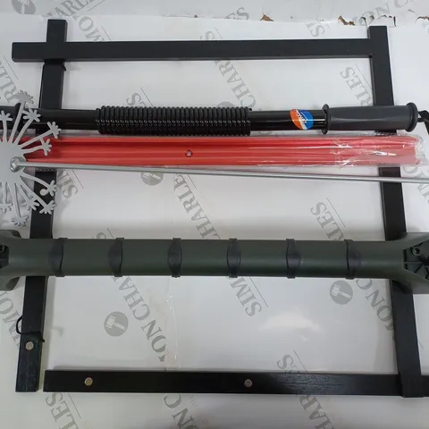 BOX OF ASSORTED HOUSEHOLD ITEMS TO INDLUDE PRIMA GRAB BAR, WOODEN MAGNETIC FRAME, ETC