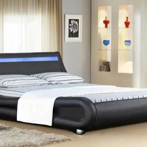 BOXED 4FT6 NAPOLI ITALIAN BED LED BLACK (2 BOXES)