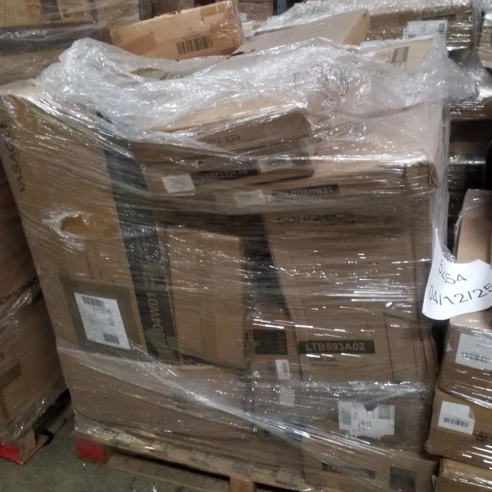 PALLET CONTAINING ASSORTED PRODUCTS INCLUDING WASHBASIN CABINET, TRASH CAN & SHELVING UNIT