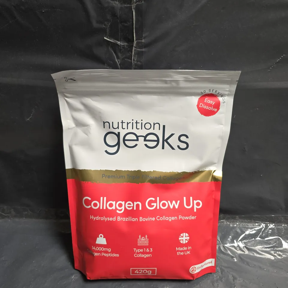 NUTRITION GEEKS COLLAGEN GLOW UP – HYDROLYSED BRAZILIAN BOVINE COLLAGEN POWDER, 420G