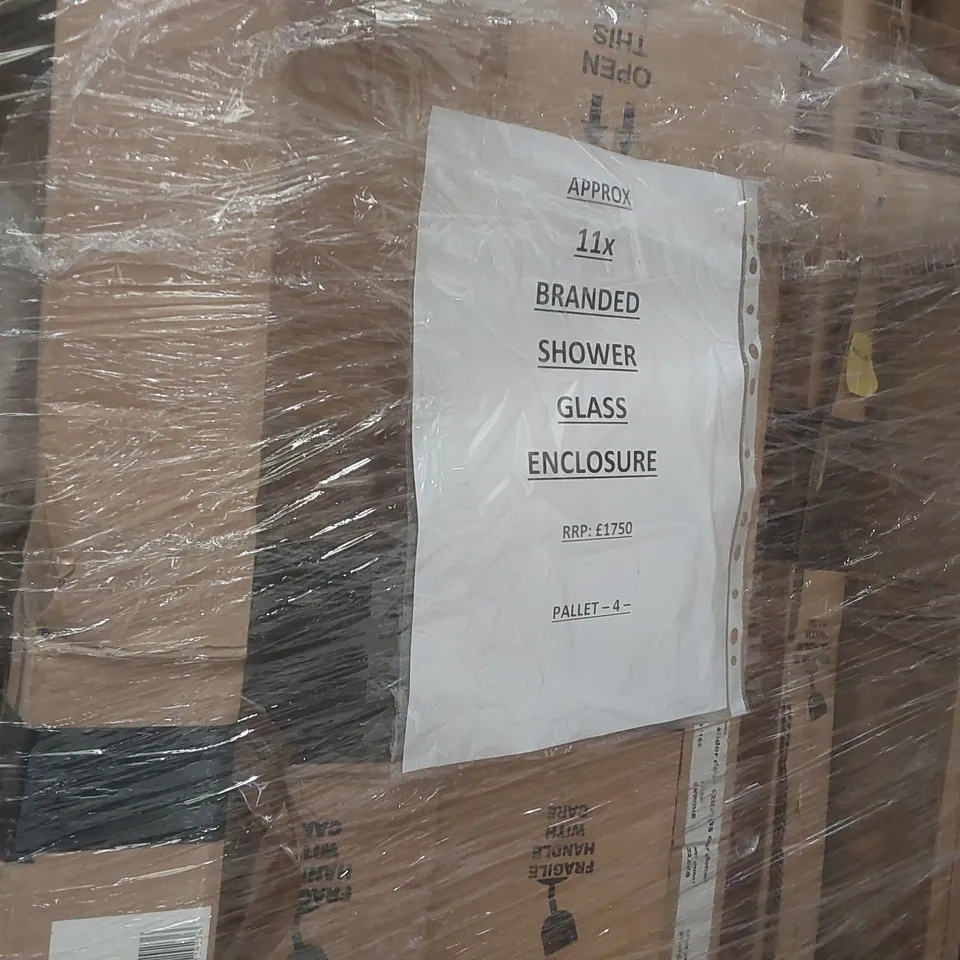 PALLET CONTAINING APPROXIMATELY 11x BRANDED SHOWER GLASS ENCLOSURES