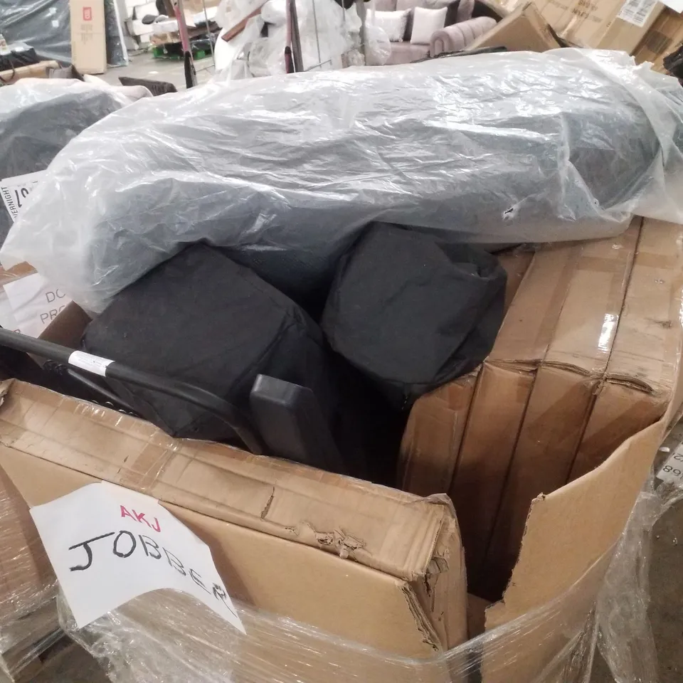 PALLET CONTAINING ASSORTED PRODUCTS INCLUDING PARASOL BASE, SUN LOUNGER, 6FT FOLDING TABLES & PET BED 