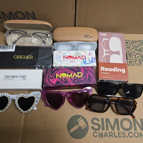 LOT OF APPROXIMARELY 22 ASSORTED PAIRS OF GLASSES AND CASES TO INCLUDE NOMAD, CIRCULAR AND NOOZ