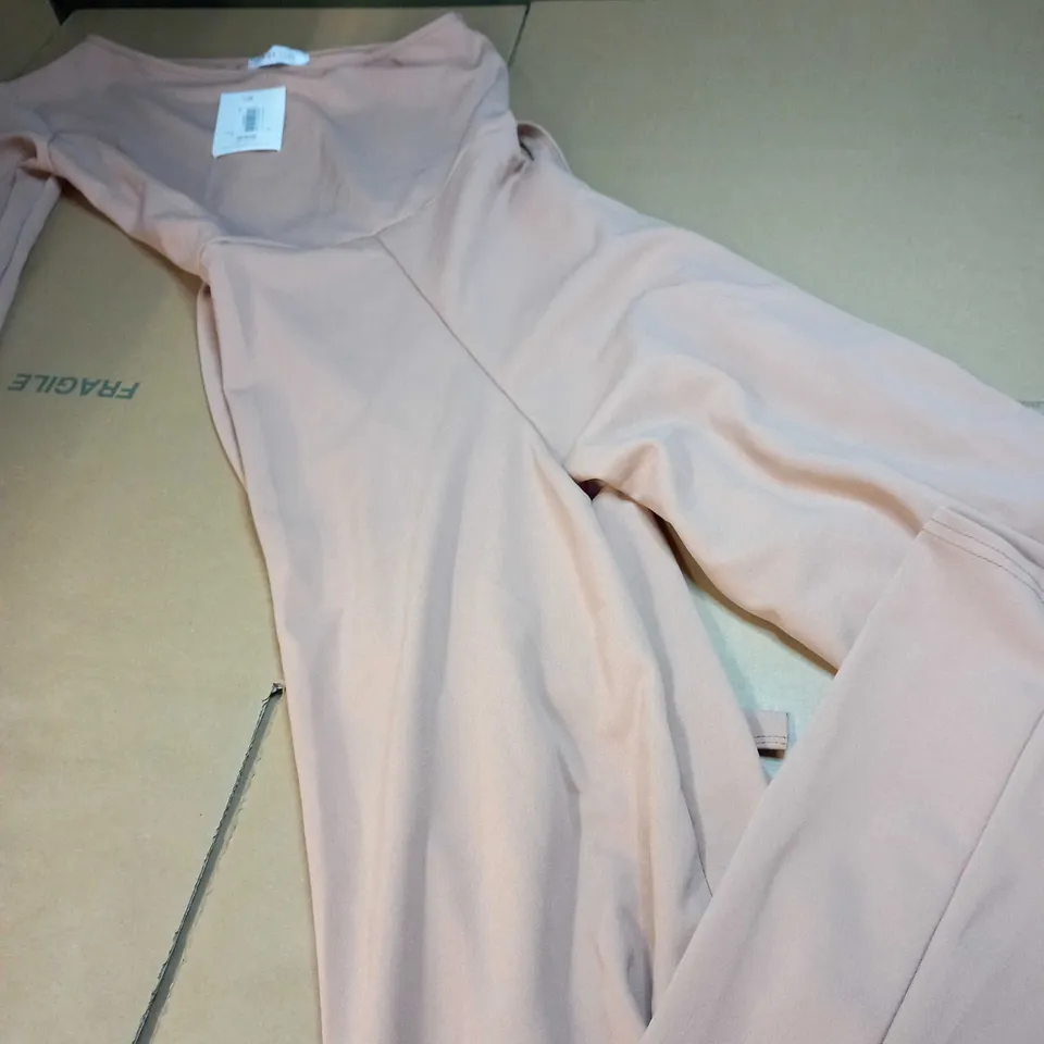 FEMME LUXE CAMEL BELTED ONE SHOULDER JUMPSUIT - SIZE 10