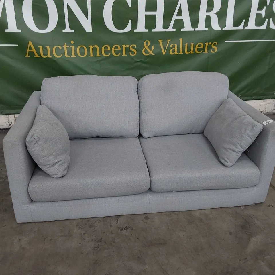 DESIGNER THREE SEATER SOFA GREY FABRIC 