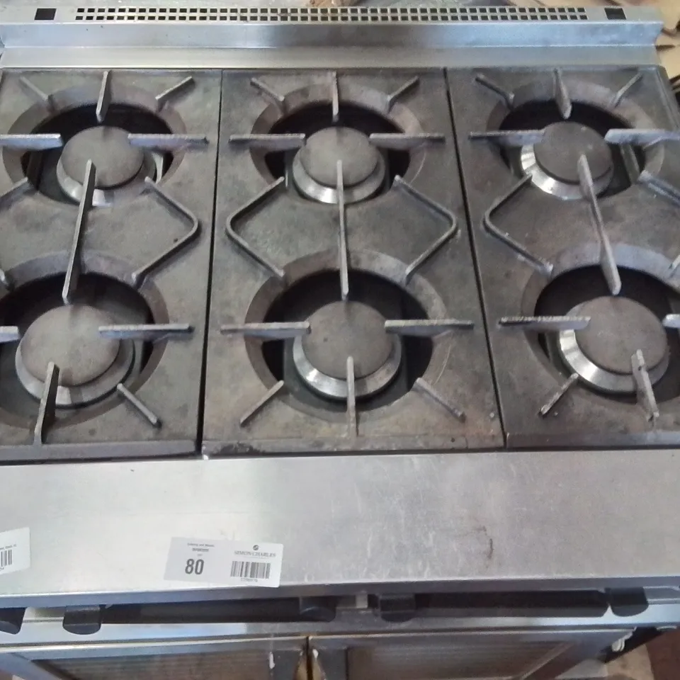 LARGE COMMERCIAL DOUBLE OVEN WITH 6 HOBS