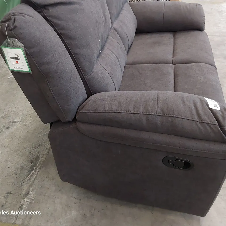 DESIGNER MANUAL RECLINING TWO SEATER SOFA CHARCOAL FABRIC 