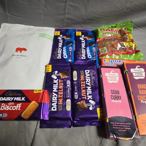 APPROXIMATELY 5 ASSORTED FOOD &DRINK ITEMS TO INCLUDE DIARY MILK, HARIBO'S AND SIMPLY COOK  - COLLECTION ONLY