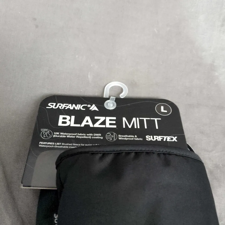 SURFANIC BLAZE MITT – BLACK, SIZE L, WATERPROOF SNOW MITT