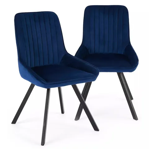MARLOW PAIR OF DINING CHAIRS - BLUE/BLACK - COLLECTION ONLY