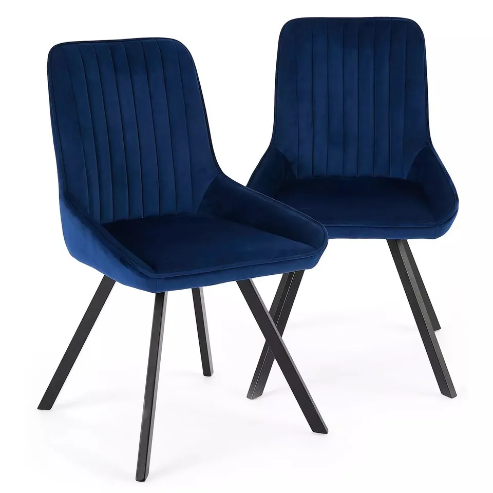 MARLOW PAIR OF DINING CHAIRS - BLUE/BLACK - COLLECTION ONLY RRP £229