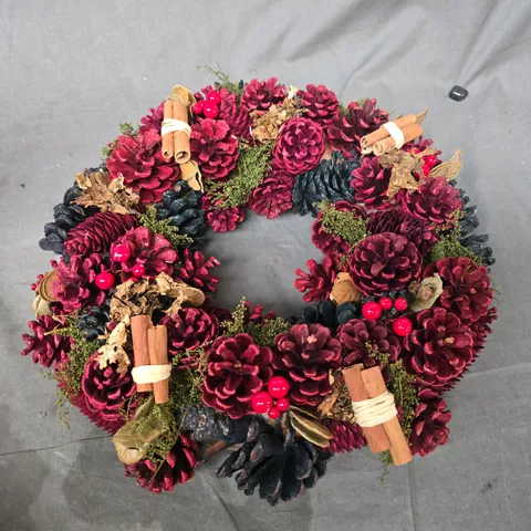 LUXURY CINNAMON PINE DOOR WREATH 38CM 