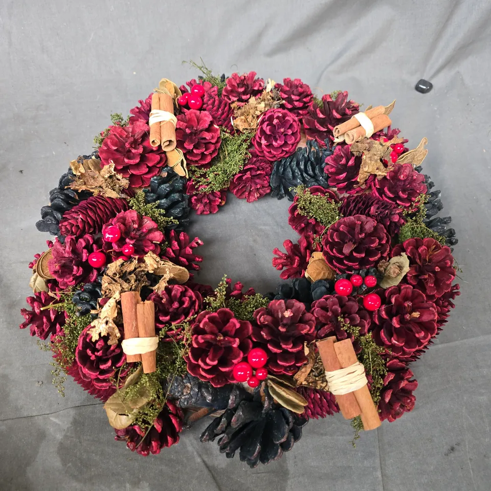 LUXURY CINNAMON PINE DOOR WREATH 38CM