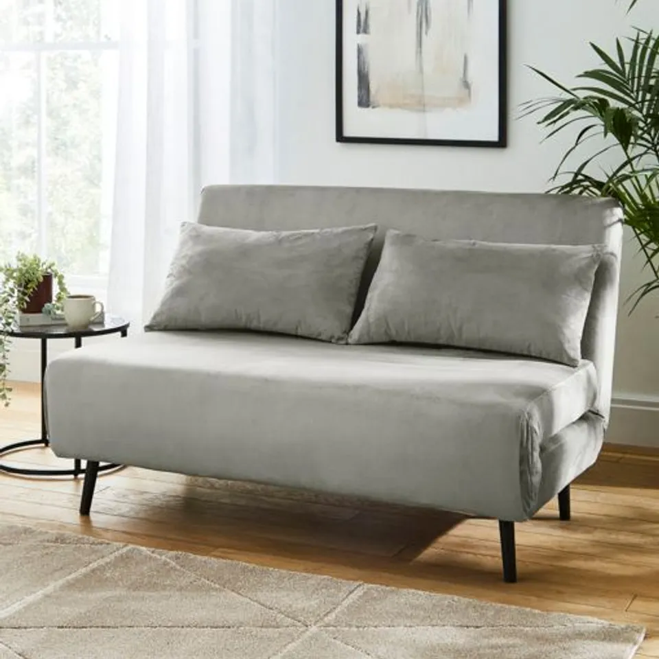 GREY LENA VELVET SOFA BED