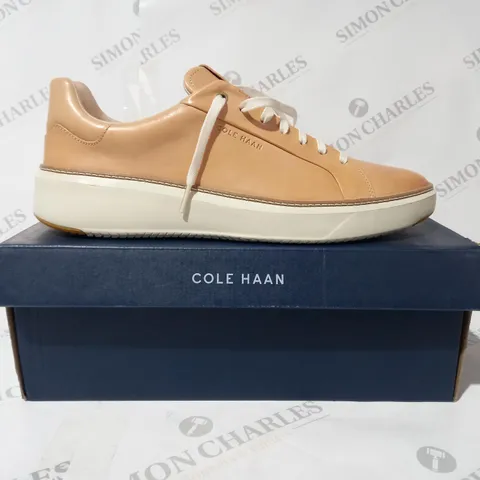 BOXED PAIR OF COLE HAAN GP TOPSPIN SNEAKERS IN PEACH COLOUR UK SIZE 12