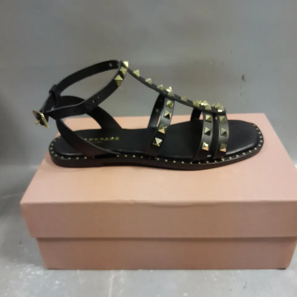 BOXED PAIR OF AIR & GRACE AURORA OPEN TOE BOOTS IN BLACK - 6