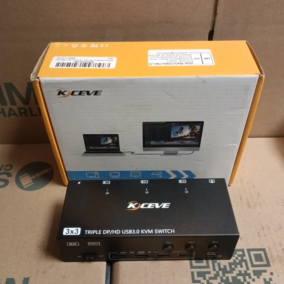 KCEVE 3X3 TRIPLE DP/HD USB 3.0 KVM SWITCH – BOXED