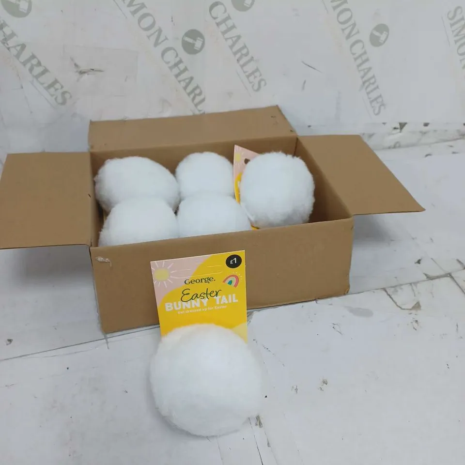 BOX OF SIX EASTER WHITE BUNNY TAIL