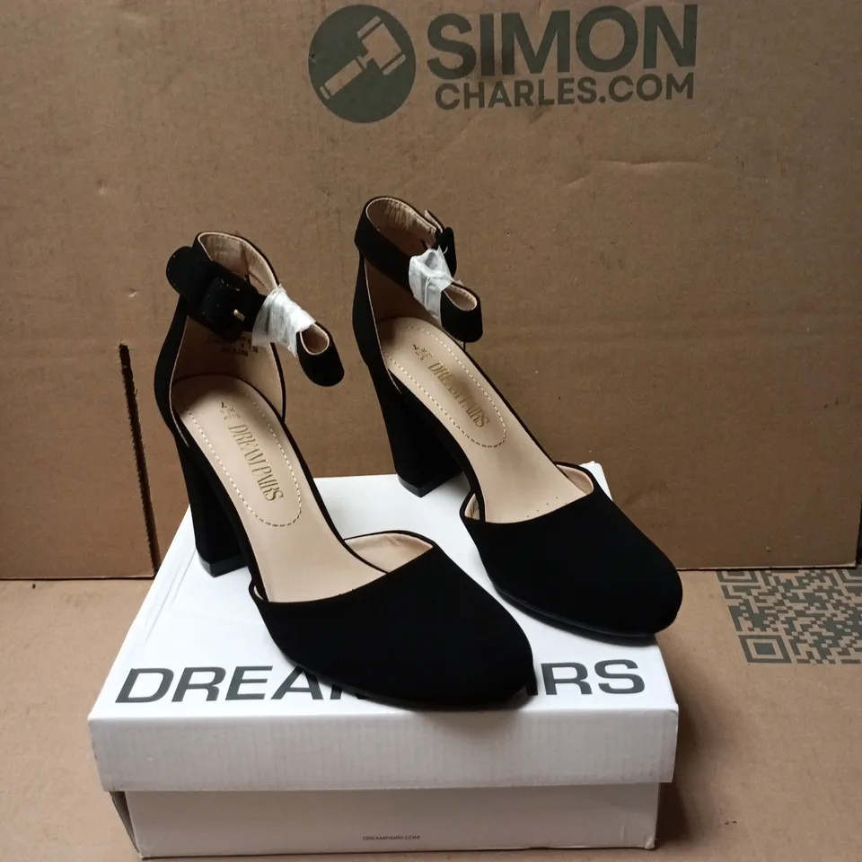 DREAM PAIRS ANGELA BLACK NUBUCK HIGH HEEL SANDALS – UK 5 / US 7