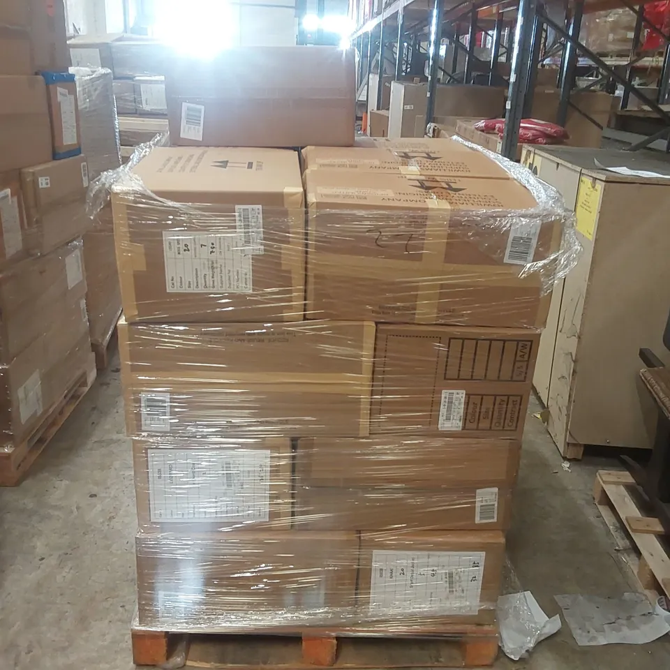 PALLET CONTAINING APPROXIMATELY 130x BRAND NEW ASSORTED DESIGNER CLOTHING ITEMS INCLUDING: SIMPLY BE AND JD WILLIAMS COATS ECT