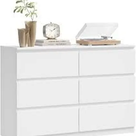 WOLTU CHEST OF DRAWERS, DRAWERS ORGANIZER | WHITE, 6 DRAWERS, MODERN STYLE, STORAGE FOR BEDROOM, LIVING ROOM AND HALLWAY, 100 X 36 X 69 CM, ENGINEERED WOOD