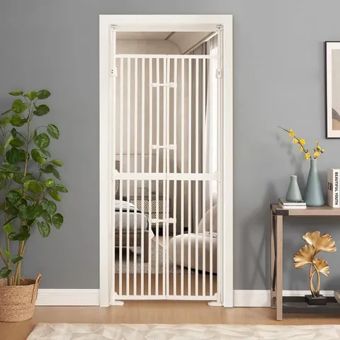 BOXED UNIPAWS EXTRA TALL PET GATE FOR CATS, PRESSURE MOUNTED 190CM TO 250CM TALL ADJUSTABLE, WHITE