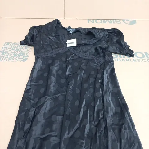 NOBODY'S CHILD WOMEN'S BLACK POLKA DOT DRESS – UK 14