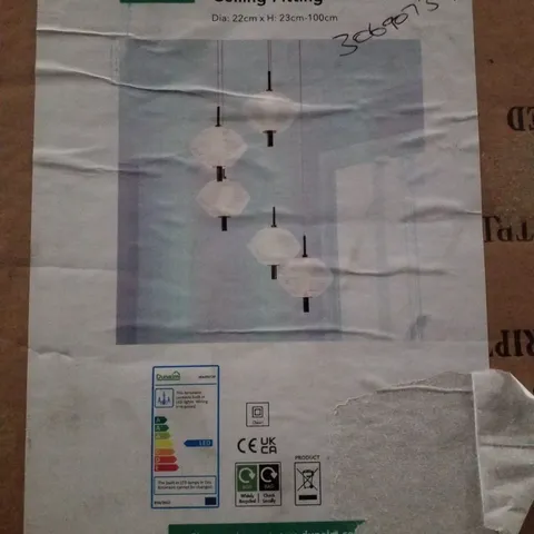 BOXED DUNELM ORB 5 LIGHT LED GLASS CLUSTER CEILING FITTING