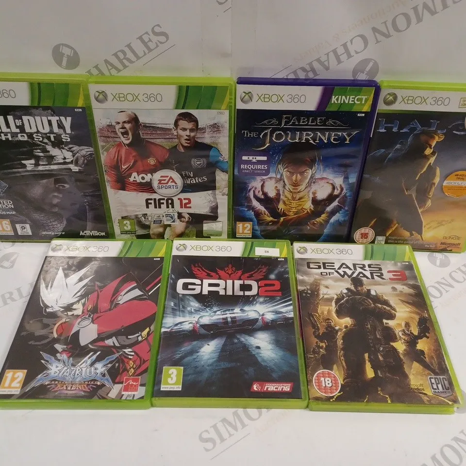 APPROXIMATELY 15 ASSORTED XBOX 360 VIDEO GAMES TO INCLUDE FABLE THE JOURNEY, CALL OF DUTY GHOSTS, GRID 2 ETC 