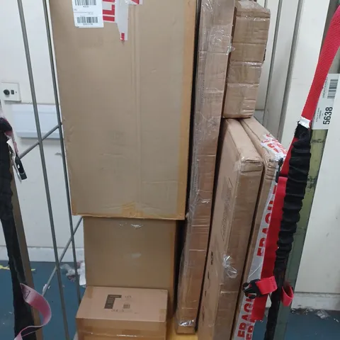 CAGE OF APPROXIMATELY 5 ASSORTED HOUSEHOLD ITEMS TO INCLUDE RECTANGULAR MIRROR, ETC