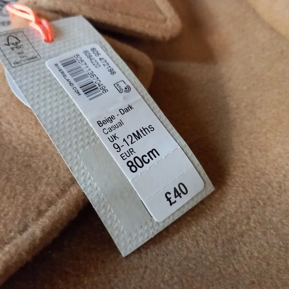 RIVER ISLAND MINI BEIGE COAT - 9/12 MONTHS