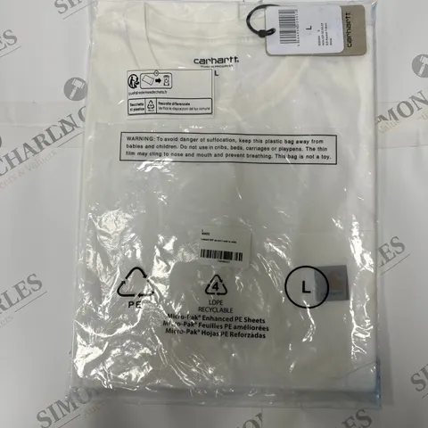 CARHARTT BAGGED LOGO POCKET T SHIRT IN WHITE SIZE L