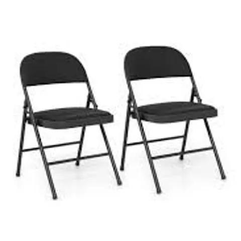 COSTWAY BLACK PVC LEATHER FOLDABLE STACKABLE CHAIR SET OF 2