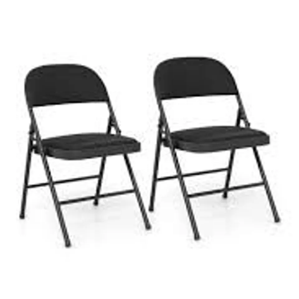 COSTWAY BLACK PVC LEATHER FOLDABLE STACKABLE CHAIR SET OF 2