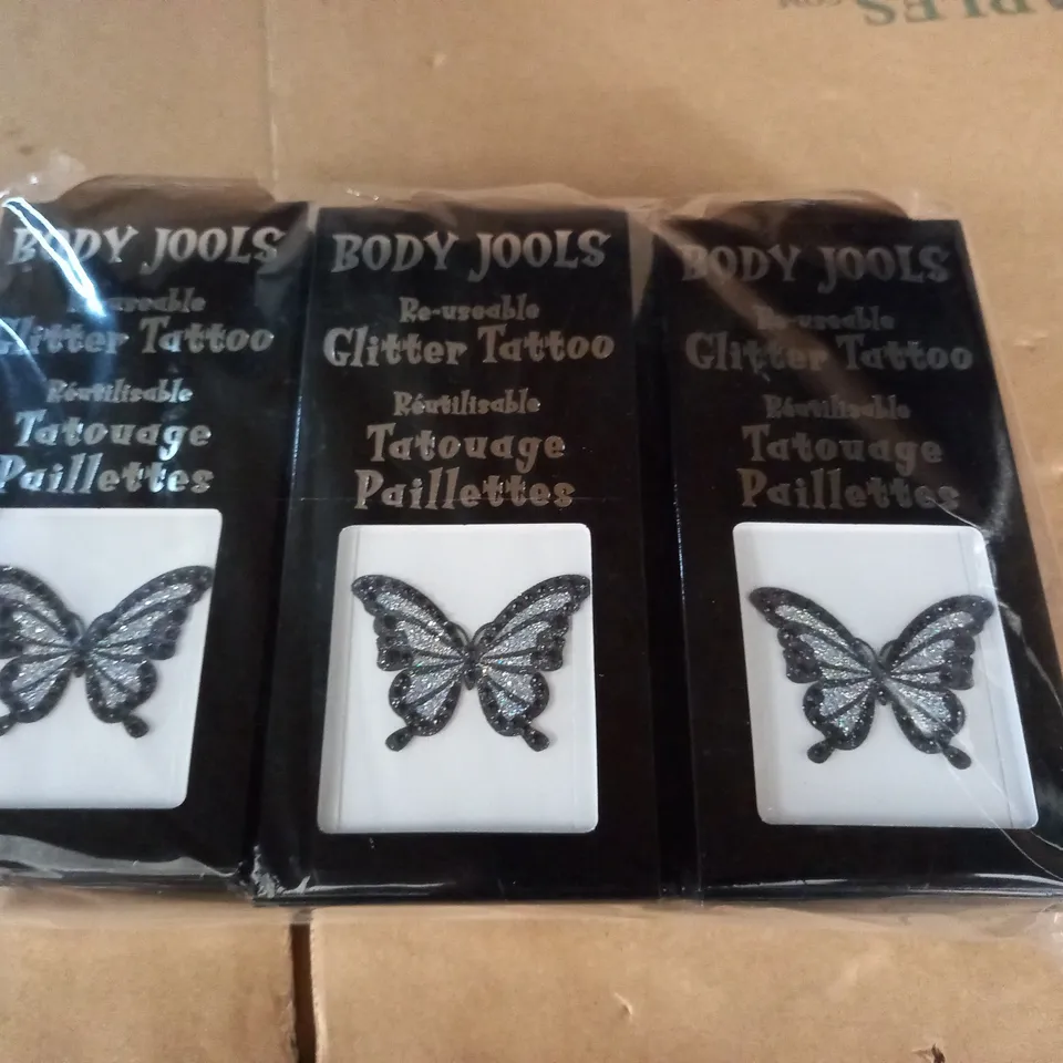 LOT OF APPROXIMATELY 95 BUTTERFLY THEMED BODY JOOLS REUSABLE GLITTER TATTOOS 