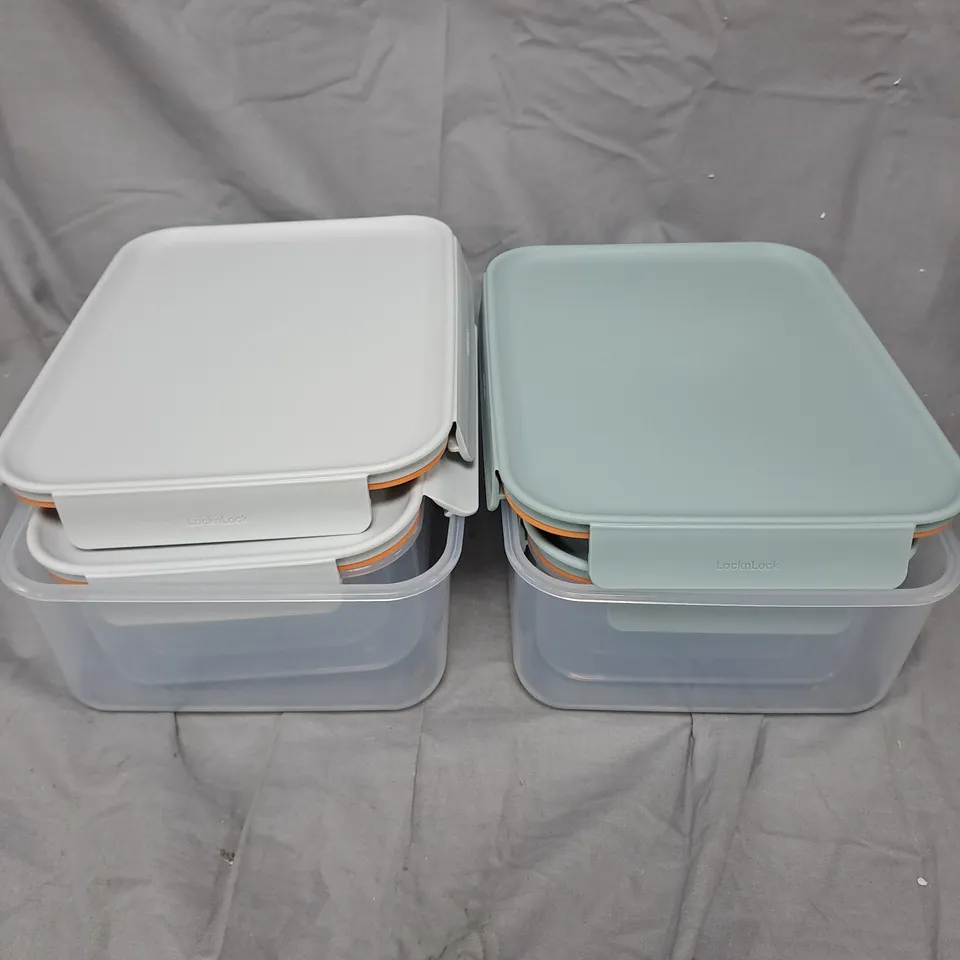 LOCK & LOCK STORAGE BOXES – STACKABLE CONTAINERS WITH AIRTIGHT LIDS (WHITE & BLUE)