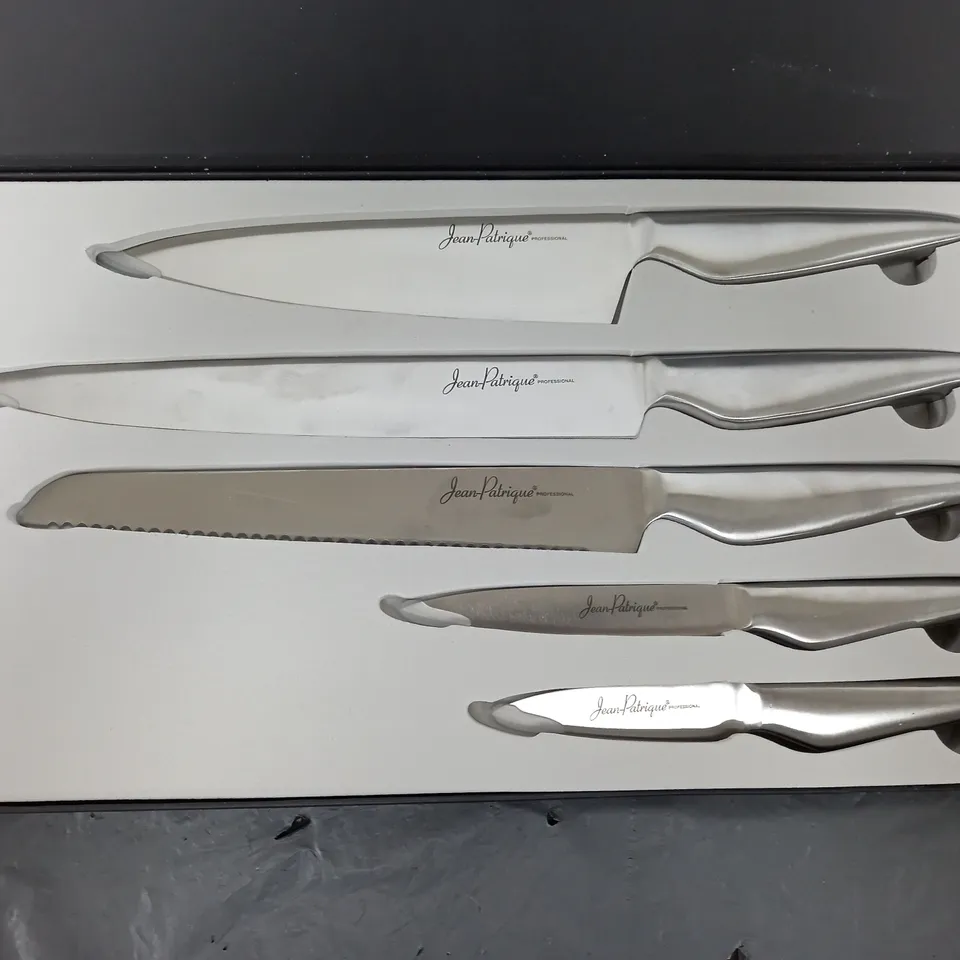 BOXED JEAN-PATRIQUE CHOPAHOLIC 5 PIECE STAINLESS STEEL KNIFE SET