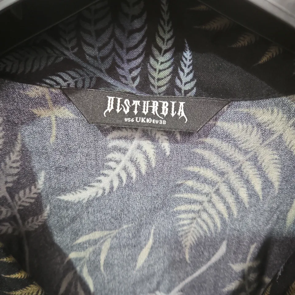 DISTURBIA WOMEN'S FERN PRINT SHORT-SLEEVE SHIRT DRESS- UK 10