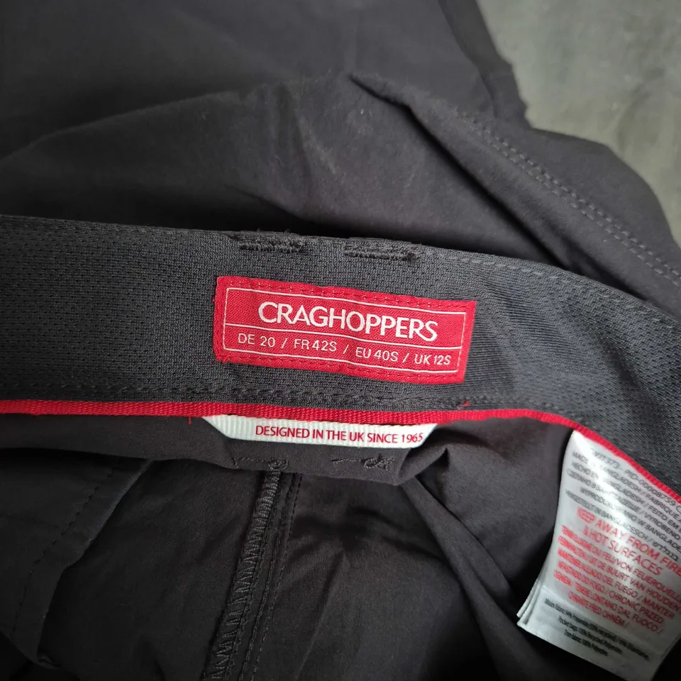 CRAGHOPPERS WOMEN'S SLIM FIT TROUSERS – CHARCOAL, UK 12 SHORT