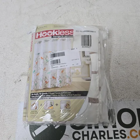 HOOKLESS SHOWER CURTAIN & PEVA LINER – NO HOOKS, NO HASSLE
