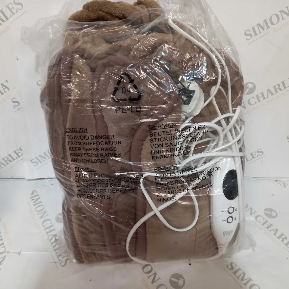 COZEE HOME HEATED BLANKET IN DARK TAUPE