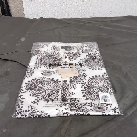ME + EM LONDON CHEESECLOTH IN FULL BLOOM PRINT STRAIGHT BLOUSE SOFT WHITE/BROWN UK 12 BAGGED