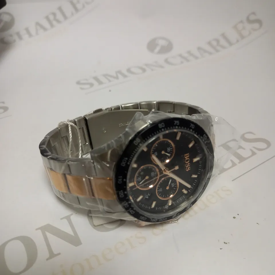 HUGO BOSS MENS HERO STEEL/ROSE GOLD EFFECT WATCH 