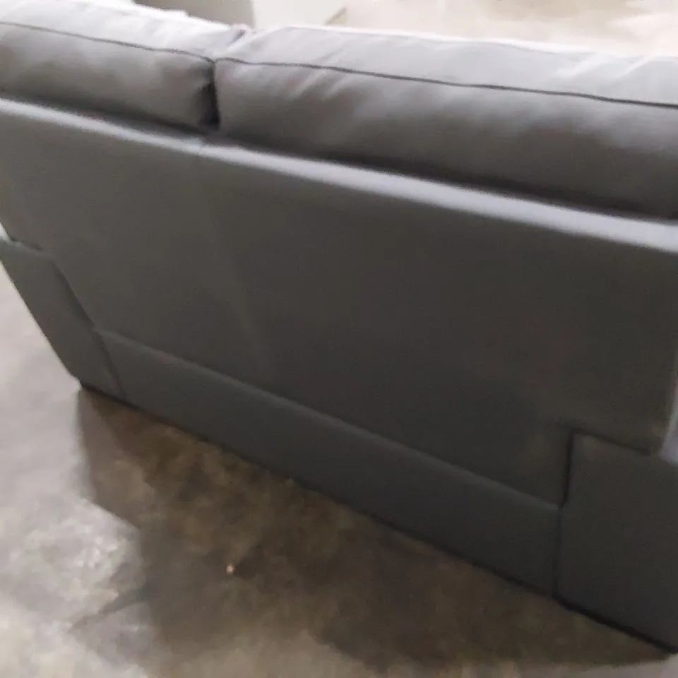 DESIGNER TWO SEATER SOFA CHARCOAL LEATHER 